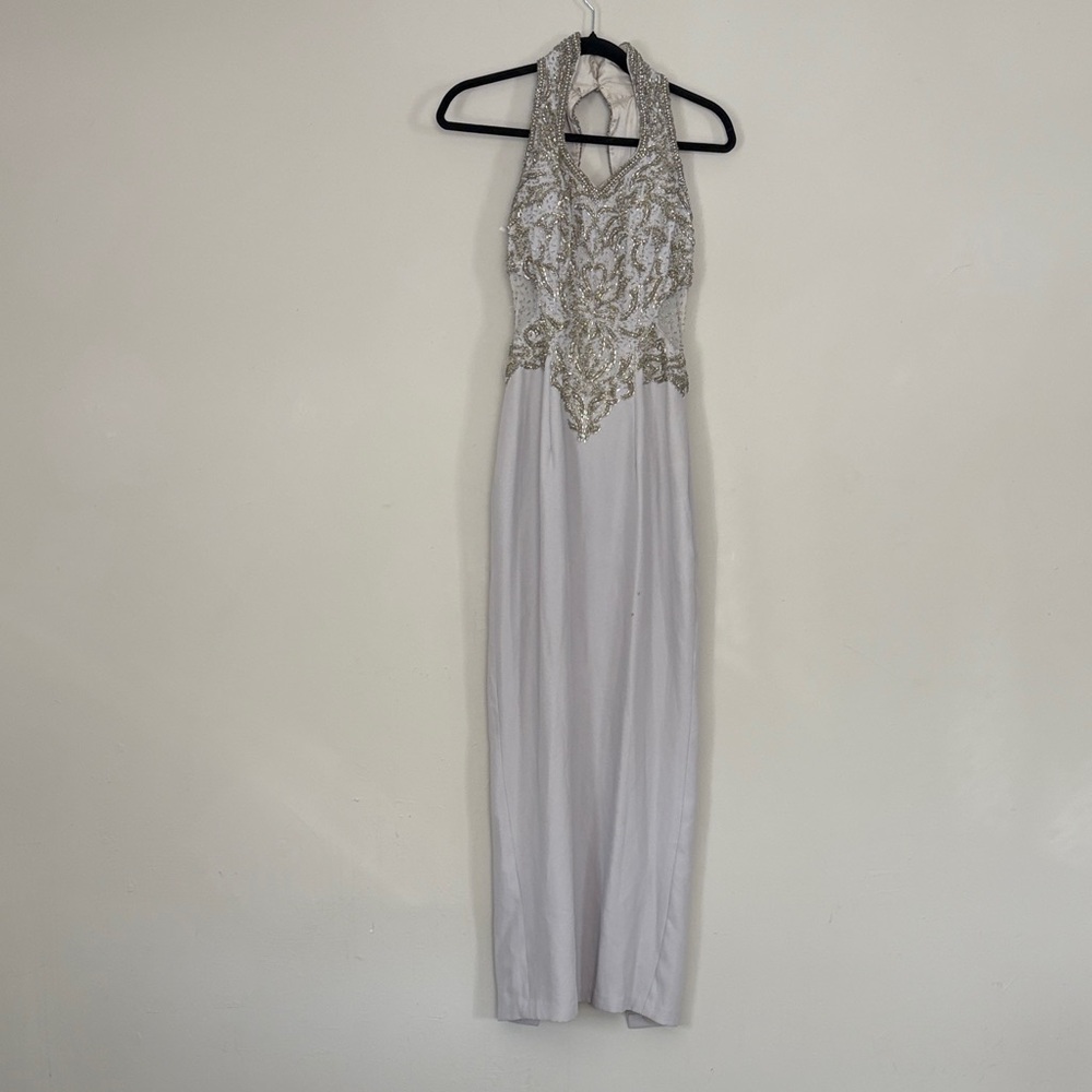 Creative Creations Elegant Silver Halter Dress - image 4